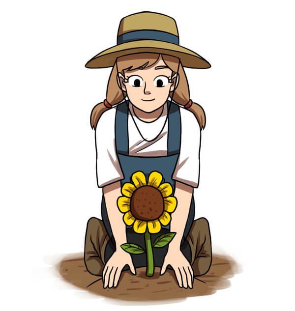 A girl planting a flower