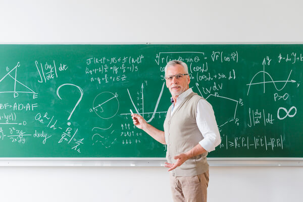 A teacher teaching the classroom