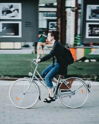 A person riding a bicycle
